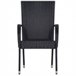 Bowery Hill PE Rattan/Powder-Coated Steel/Glass Garden Dining Set in Black