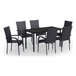 Bowery Hill PE Rattan/Powder-Coated Steel/Glass Garden Dining Set in Black