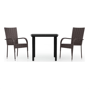 Bowery Hill PE Rattan Small Durable Garden Dining Set in Brown and Black