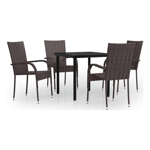 Bowery Hill Contemporary Garden Dining Set in Brown and Black