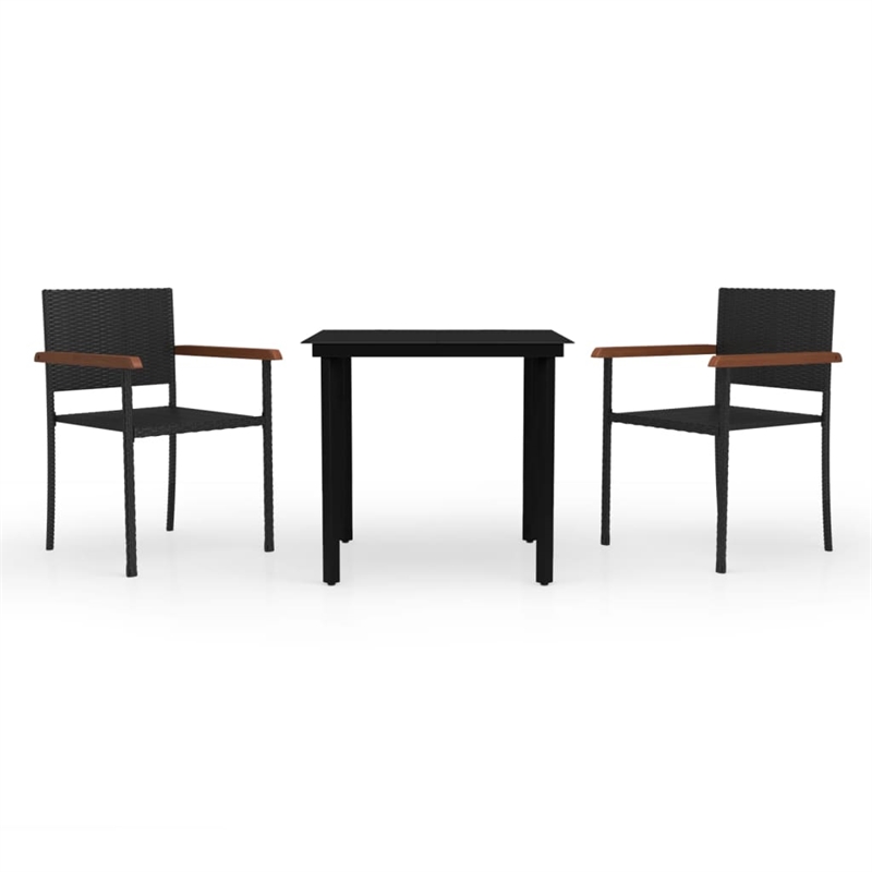 Bowery Hill Contemporary Powder-Coated Garden Dining Set in Black