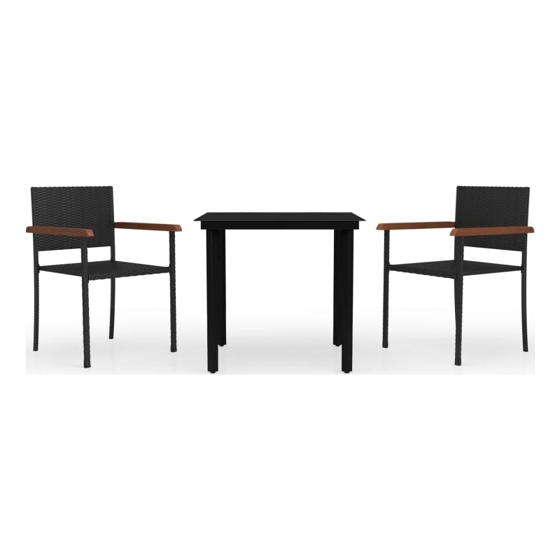 Bowery Hill Contemporary Powder-Coated Garden Dining Set in Black