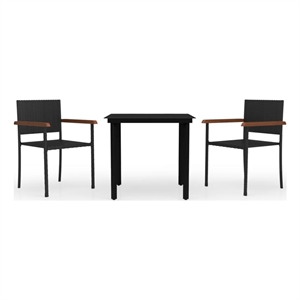 Bowery Hill Contemporary Powder-Coated Garden Dining Set in Black