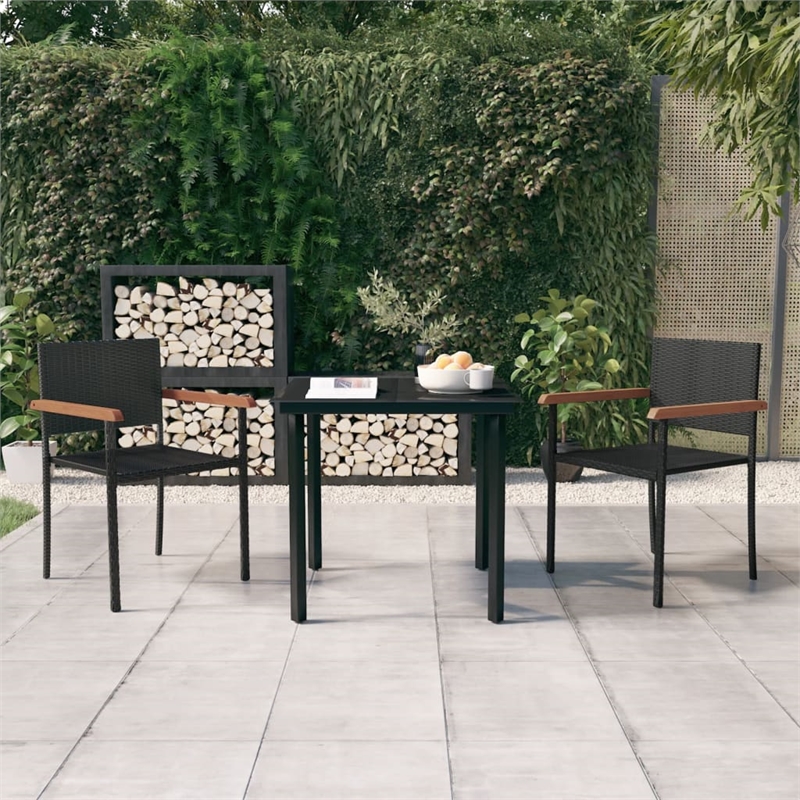 Bowery Hill Contemporary Powder-Coated Garden Dining Set in Black