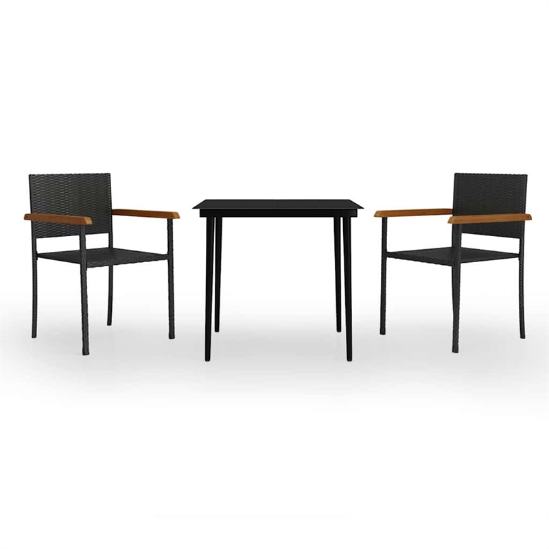 Bowery Hill Contemporary Weather-Resistant Garden Dining Set in Black