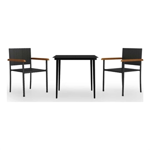 Bowery Hill Contemporary Weather-Resistant Garden Dining Set in Black