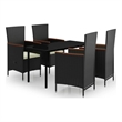 Bowery Hill Contemporary PE Rattan Durable Garden Dining Set in Black