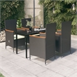 Bowery Hill Contemporary PE Rattan Durable Garden Dining Set in Black