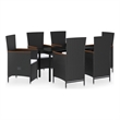 Bowery Hill Contemporary PE Rattan Durable Garden Dining Set in Black