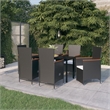 Bowery Hill Contemporary PE Rattan Durable Garden Dining Set in Black