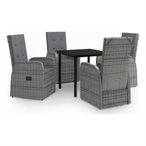 Bowery Hill Contemporary Garden Dining Set in Gray and Black