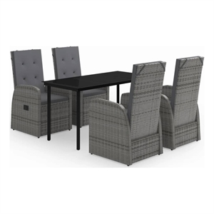 Bowery Hill Contemporary Garden Dining Set in Gray and Black