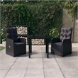 Bowery Hill PE Rattan Powder-Coated Steel Glass Garden Dining Set in Black
