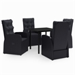Bowery Hill PE Rattan Powder-Coated Steel Glass Garden Dining Set in Black