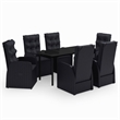 Bowery Hill PE Rattan Powder-Coated Steel Glass Garden Dining Set in Black
