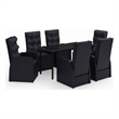Bowery Hill PE Rattan Powder-Coated Steel Glass Garden Dining Set in Black