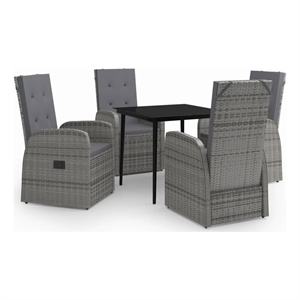 Bowery Hill Contemporary Garden Dining Set in Gray and Black