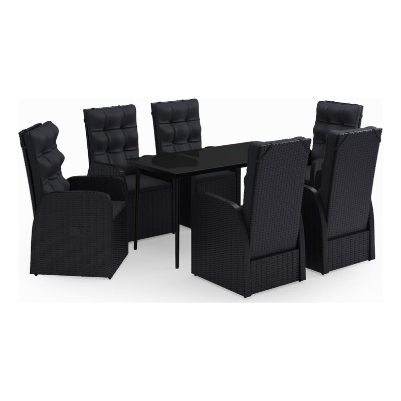 Bowery Hill Contemporary Weather-Resistant Garden Dining Set in Black