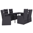 Bowery Hill PE Rattan/Powder-Coated Steel/Glass Garden Dining Set in Black