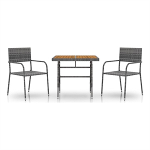 Bowery Hill PE Rattan/Steel/Solid Acacia Wood Medium Outdoor Dining Set in Gray