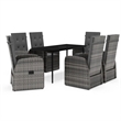 Bowery Hill PE Rattan/Powder-Coated Steel/Glass Garden Dining Set in Gray