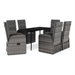 Bowery Hill PE Rattan/Powder-Coated Steel/Glass Garden Dining Set in Gray