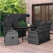 Bowery Hill PE Rattan/Powder-Coated Steel/Glass Garden Dining Set in Gray