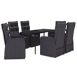 Bowery Hill PE Rattan/Powder-Coated Steel/Glass Garden Dining Set in Black