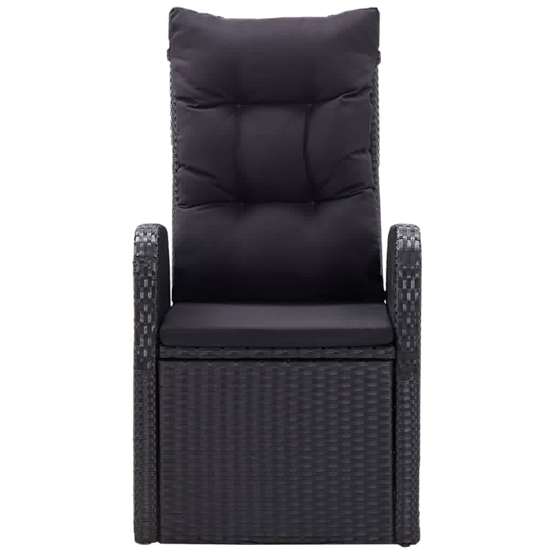 Bowery Hill PE Rattan/Powder-Coated Steel/Glass Garden Dining Set in Black