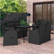 Bowery Hill PE Rattan/Powder-Coated Steel/Glass Garden Dining Set in Black