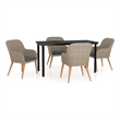 Bowery Hill Poly Rattan Medium Garden Dining Set in Brown and Black