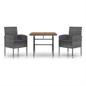 Bowery Hill PE Rattan Standard Durable Outdoor Dining Set in Gray
