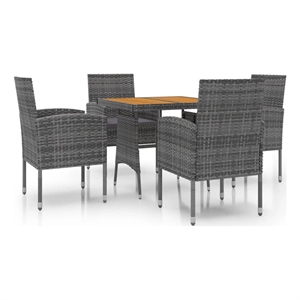 Bowery Hill PE Rattan Standard Durable Outdoor Dining Set in Gray