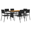Bowery Hill PE Rattan Large Ergonomic Outdoor Dining Set in Black