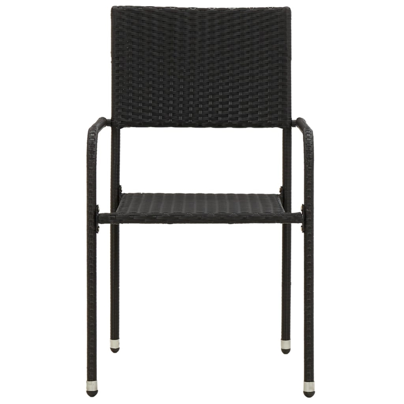 Bowery Hill PE Rattan Large Ergonomic Outdoor Dining Set in Black