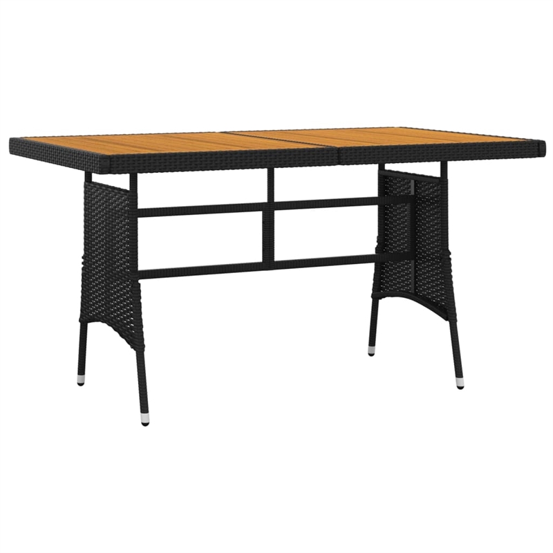 Bowery Hill PE Rattan Large Ergonomic Outdoor Dining Set in Black