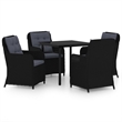 Bowery Hill Contemporary Powder-Coated Garden Dining Set in Black