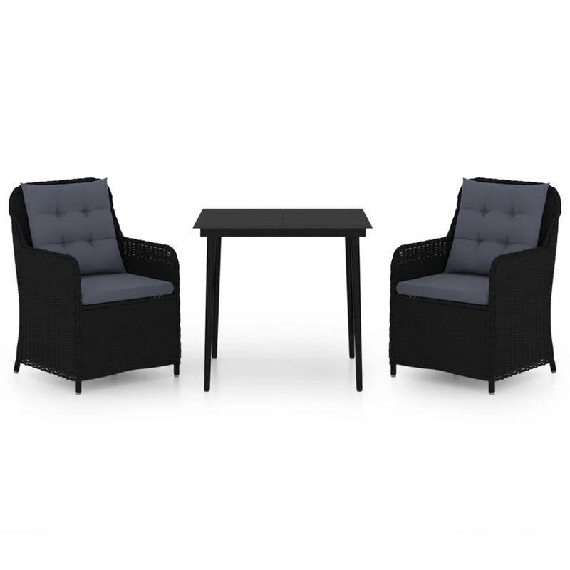 Bowery Hill Contemporary Powder-Coated Garden Dining Set in Black