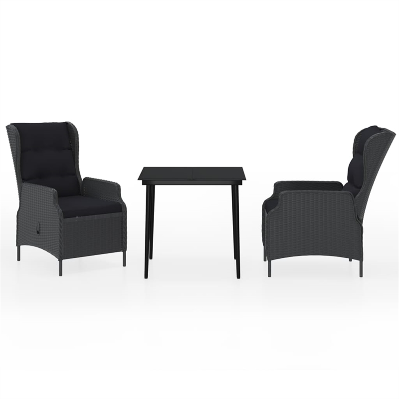 Bowery Hill Powder-Coated Steel Compact Garden Dining Set in Dark Gray