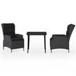 Bowery Hill Powder-Coated Steel Compact Garden Dining Set in Dark Gray