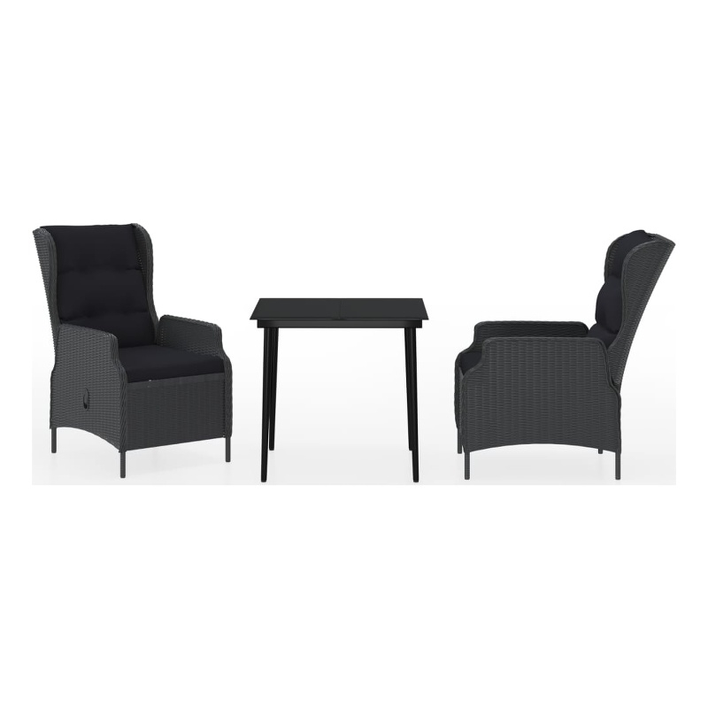 Bowery Hill Powder-Coated Steel Compact Garden Dining Set in Dark Gray