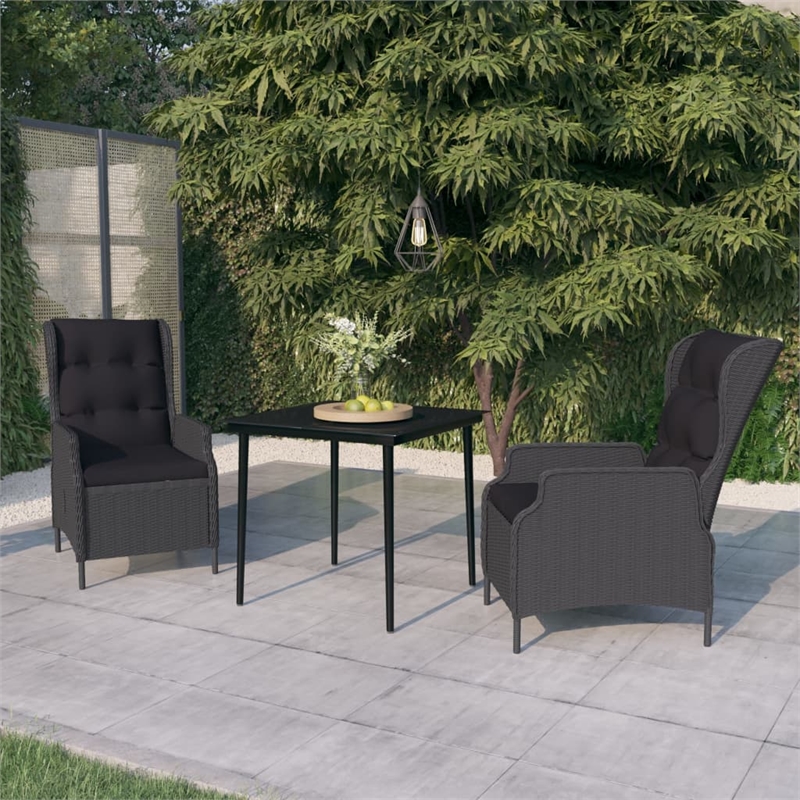 Bowery Hill Powder-Coated Steel Compact Garden Dining Set in Dark Gray