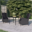 Bowery Hill Powder-Coated Steel Compact Garden Dining Set in Dark Gray
