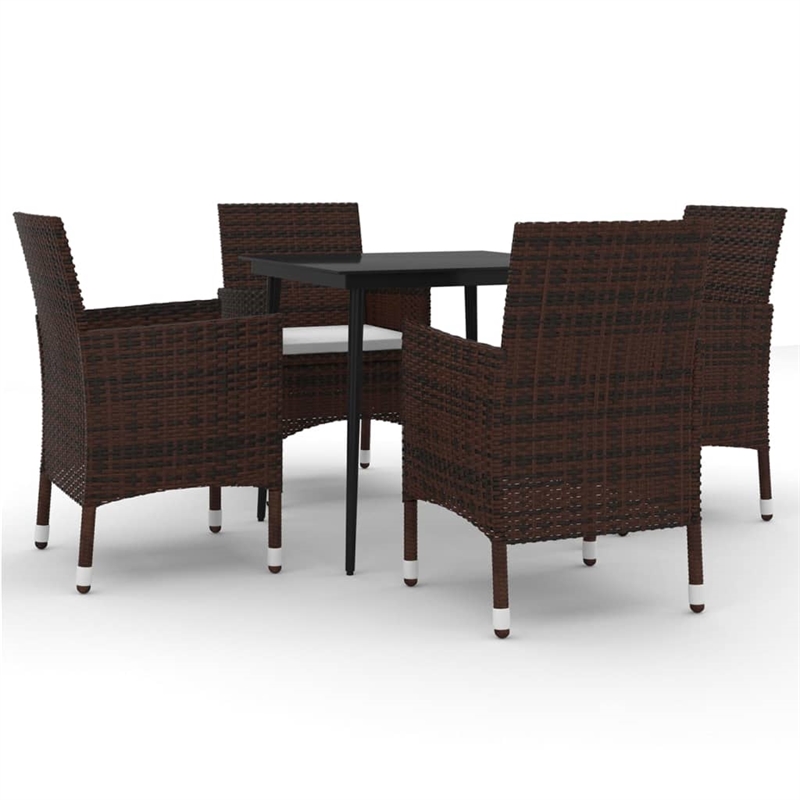 Bowery Hill Contemporary PE Rattan Medium Garden Dining Set in Brown