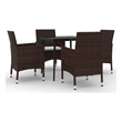 Bowery Hill Contemporary PE Rattan Medium Garden Dining Set in Brown