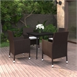 Bowery Hill Contemporary PE Rattan Medium Garden Dining Set in Brown