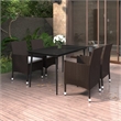 Bowery Hill Contemporary PE Rattan 5 Piece Garden Dining Set in Brown