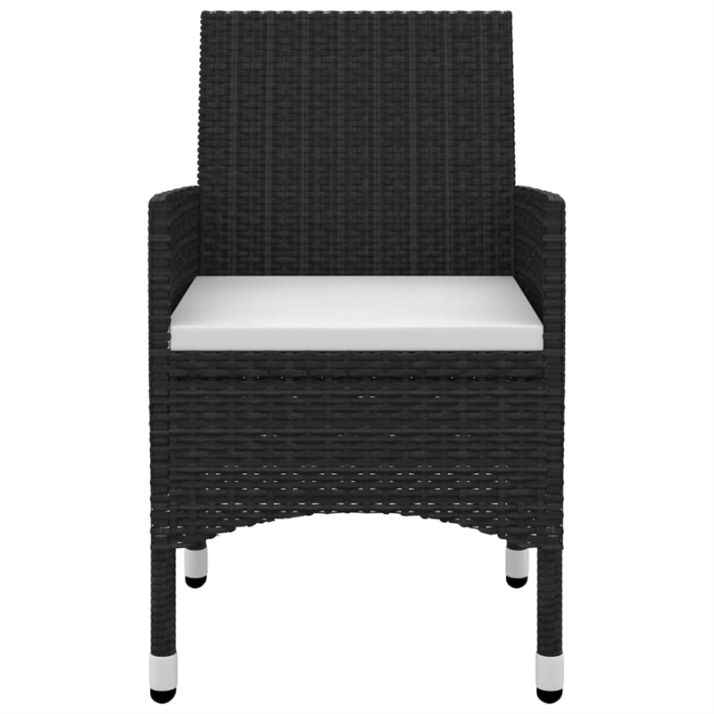 Bowery Hill Contemporary PE Rattan Durable Garden Dining Set in Black