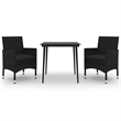 Bowery Hill Poly Rattan & Glass Medium Garden Dining Set in Black