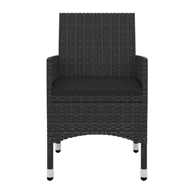 Bowery Hill Poly Rattan & Glass Medium Garden Dining Set in Black